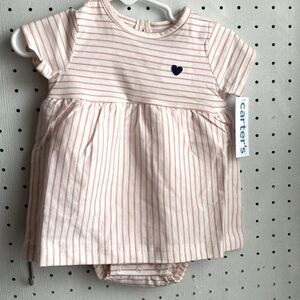 Carter's Girls Pink Striped Heart 6M Bodysuit
